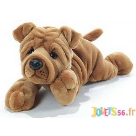 PELUCHE RUGA SHARPEI ALLONGE 40CM - Jouets56.fr - Magasin jeux et jouets dans Morbihan en Bretagne