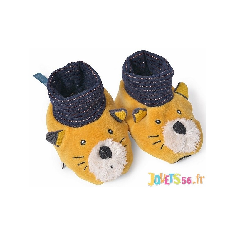 Chaussons chat moutarde lulu les moustaches 