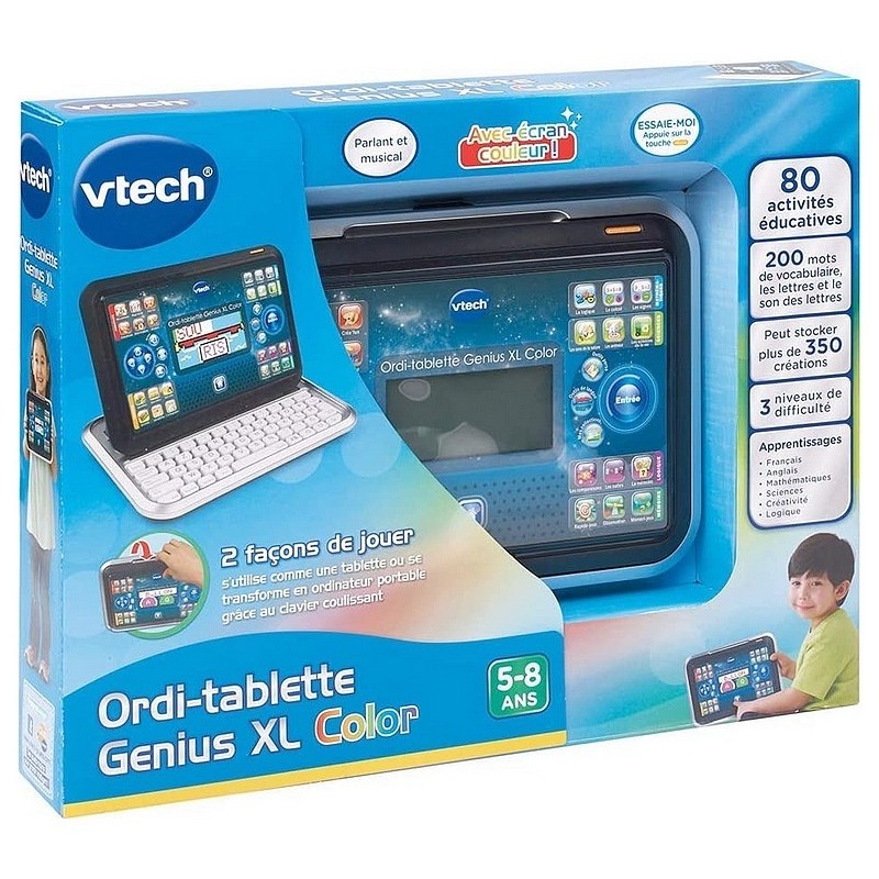 VTech Ordi-Tablette Genius XL Color Noir + Adaptateur Secteur