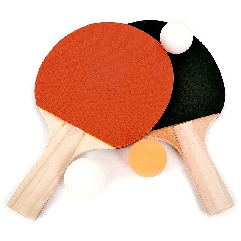 Balle Orange Pour Tennis De Table Et Deux Raquettes De Couleur