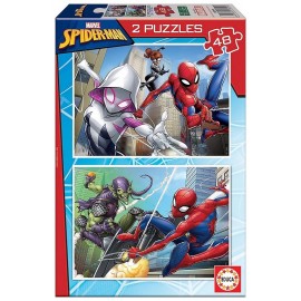 PUZZLES SPIDERMAN 2X48 PIECES 28X20CM