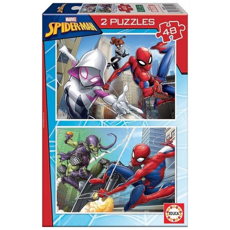 PUZZLES SPIDERMAN 2X48 PIECES 28X20CM-LiloJouets-Morbihan-Bretagne