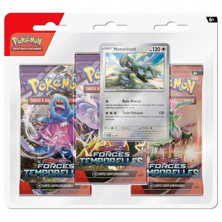 PACK 3 BOOSTERS POKEMON EV05 ASST AVEC CARTE BRILLANTE FORCES TEMPORELLES-LiloJouets-Morbihan-Bretagne