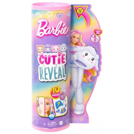 BARBIE CUTIE REVEAL AGNEAU TUBE POUPEE 30CM ET 10 SURPRISES-LiloJouets-Morbihan-Bretagne