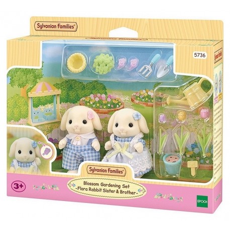 PACK JARDIN AVEC FIGURINES FRERE ET SOEUR LAPIN BELIER SYLVANIAN FAMILIES-LiloJouets-Morbihan-Bretagne