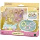 Les triples lapin creme et accessoires de bain sylvanian families-lilojouets-morbihan-bretagne