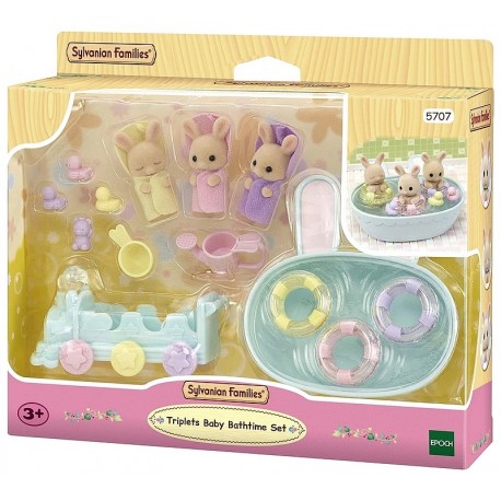 LES TRIPLES LAPIN CREME ET ACCESSOIRES DE BAIN SYLVANIAN FAMILIES-LiloJouets-Morbihan-Bretagne