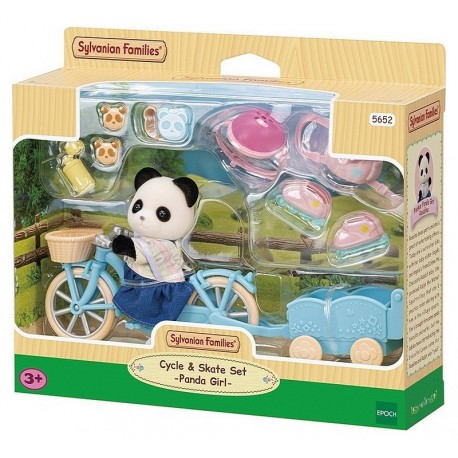 FILLE PANDA ET SON VELO AVEC REMORQUE SYLVANIAN FAMILIES-LiloJouets-Morbihan-Bretagne