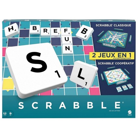 JEU SCRABBLE CLASSIQUE 2EN1 REVERSIBLE COOPERATIF  -LiloJouets-Morbihan-Bretagne