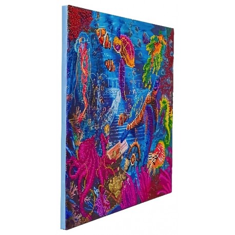 KIT TABLEAU SOUS OCEAN 40X50CM BRODERIE DIAMANT SUR CHASSIS BOIS-LiloJouets-Morbihan-Bretagne