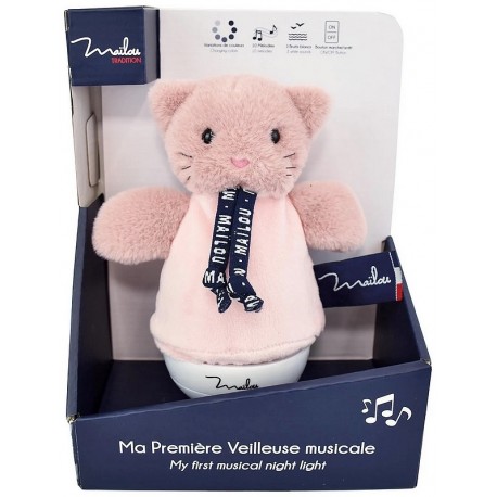 VEILLEUSE MUSICALE CULBUTO CHAT ROSE 17CM-LiloJouets-Morbihan-Bretagne