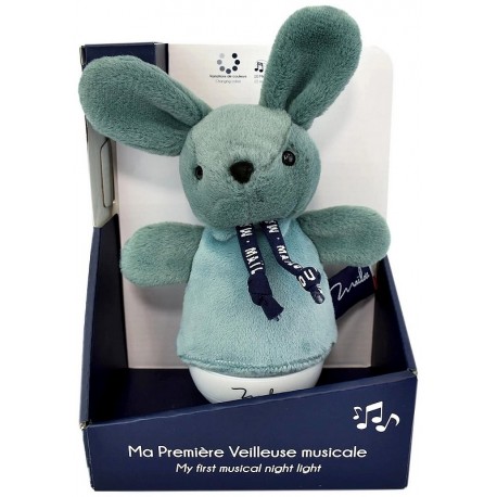 VEILLEUSE MUSICALE CULBUTO LAPIN BLEU 17CM-LiloJouets-Morbihan-Bretagne