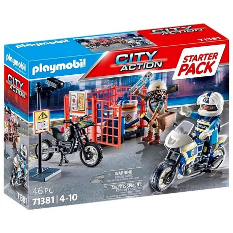 71381 STARTER PACK POLICE ET BANDIT AVEC MOTOS PLAYMOBIL CITY ACTION-LiloJouets-Morbihan-Bretagne