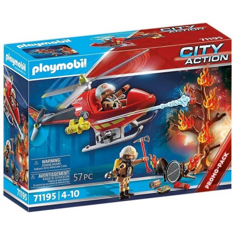 71195 HELICOPTERE BOMBARDIER POMPIERS PLAYMOBIL CITY ACTION 57 PIECES-LiloJouets-Morbihan-Bretagne