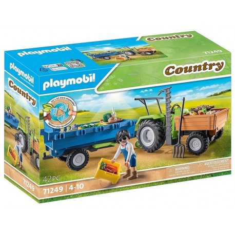 71249 TRACTEUR AVEC REMORQUE PLAYMOBIL COUNTRY-LiloJouets-Morbihan-Bretagne