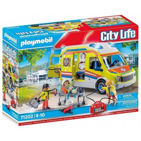 71202 AMBULANCE AVEC EFFETS LUMINEUX PLAYMOBIL CITY LIFE-LiloJouets-Morbihan-Bretagne