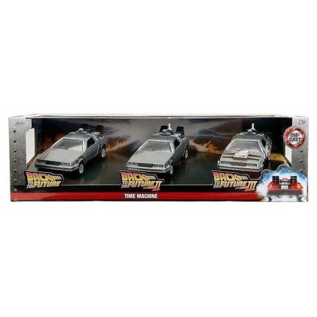 PACK 3 VOITURES DELOREAN RETOUR VERS LE FUTUR 1.32E METAL-LiloJouets-Questembert-Muzillac-Morbihan