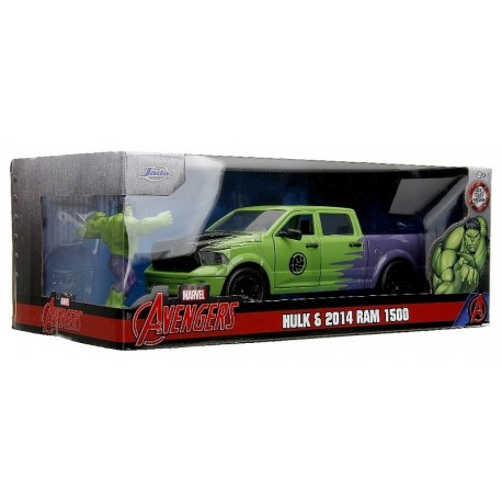 VOITURE DODGE RAM 1500 VERT 1.24E METAL AVEC FIGURINE HULK-LiloJouets-Questembert-Muzillac-Morbihan