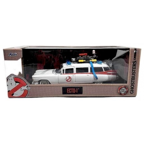 VOITURE CADILLAC GHOSTBUSTERS ECTO-1 BLANCHE 1.24E METAL-LiloJouets-Questembert-Muzillac-Morbihan