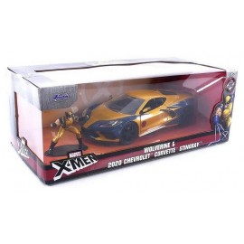 VOITURE CHEVROLET CORVETTE STINGRAY 2020 1.24E AVEC FIGURINE WOLVERINE-LiloJouets-Questembert-Muzillac-Morbihan