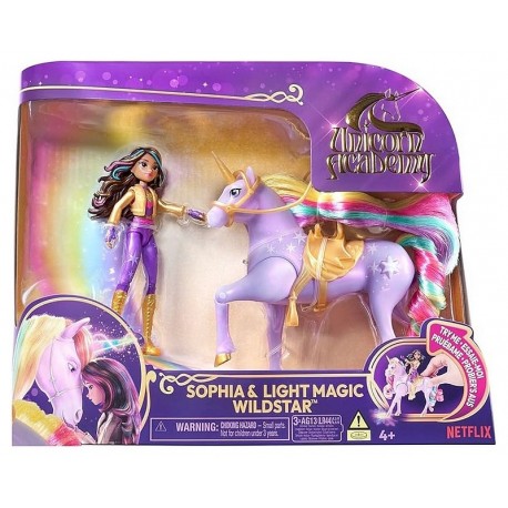 PACK FIGURINE SOPHIA 11CM ET LICORNE ARTICULEE LUMINEUSE - L'ECOLE DES LICORNES-LiloJouets-Questembert-Muzillac-Morbihan