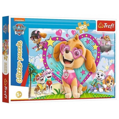 PUZZLE GLITTER PAT PATROUILLE 100 PIECES 48X34CM-LiloJouets-Questembert-Muzillac-Morbihan