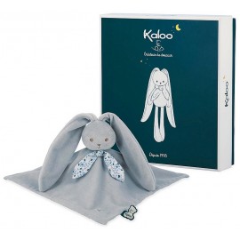 DOUDOU CARRE 17CM LAPIN BLEU AVEC BOITE KALOO