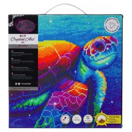 KIT TABLEAU TORTUE 30X30CM BRODERIE DIAMANT SUR CHASSIS BOIS-LiloJouets-Questembert-Muzillac-Morbihan