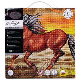 TABLEAU CHEVAL AU GALOP 30X30CM A DIAMANTER - BRODERIE DIAMANT SUR CHASSIS BOIS-LiloJouets-Questembert-Muzillac-Morbihan