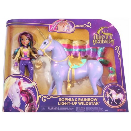 LICORNE SONORE LUMINEUSE 28CM WILDSTAR AVEC POUPEE 24CM - L'ECOLE DES LICORNES-LiloJouets-Questembert-Muzillac-Morbihan