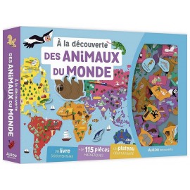 COFFRET A LA DECOUVERTE ANIMAUX DU MONDE 115 MAGNETS LIVRE PLATEAU AIMANTE-LiloJouets-Questembert-Muzillac-Morbihan