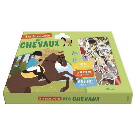 COFFRET A LA DECOUVERTE CHEVAUX 65 MAGNETS LIVRE ET PLATEAU AIMANTE-LiloJouets-Questembert-Muzillac-Morbihan