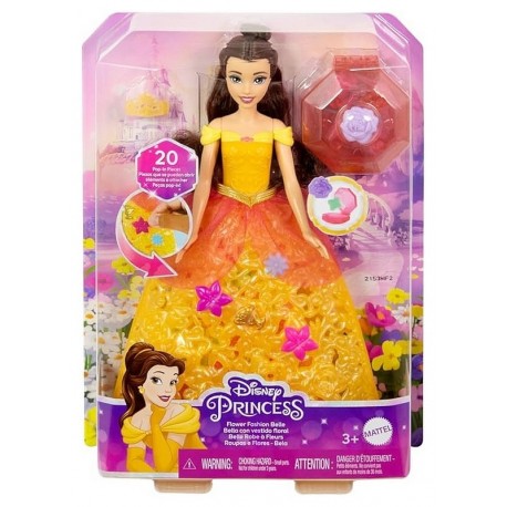 POUPEE PRINCESSE DISNEY BELLE 29CM AVEC ROBE FLEURIE A STYLISER-LiloJouets-Questembert-Muzillac-Morbihan