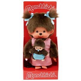 PELUCHE MONCHHICHI MAMAN 20CM AVEC BEBE-LiloJouets-Questembert-Muzillac-Morbihan