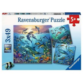 PUZZLES MONDE ANIMAL DE L'OCEAN 3X49 PIECES 21X21CM-LiloJouets-Questembert-Muzillac-Morbihan