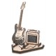 Maquette guitare electrique en bois et son ampli sur socle-lilojouets-questembert-muzillac-morbihan