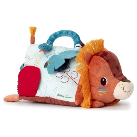 PELUCHE MIROIR TRIANGLE D'ACTIVITES JACK LE LION-LiloJouets-Questembert-Muzillac-Morbihan