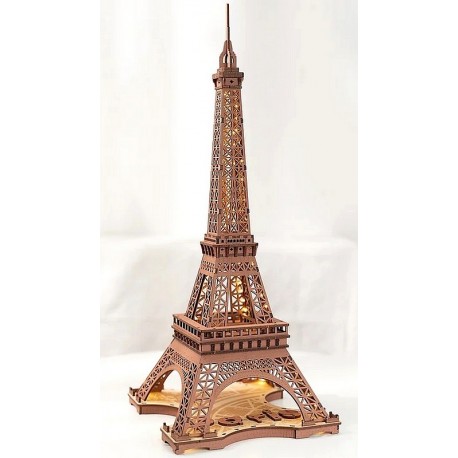 MAQUETTE TOUR EIFFEL LUMINEUSE EN BOIS - 22X21X53CM 164 PIECES-LiloJouets-Questembert-Muzillac-Morbihan