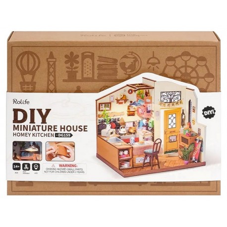 MAQUETTE CUISINE COZY AVEC LED - MAISON MINIATURE DIY - 19X17X19CM 196 PIECES-LiloJouets-Questembert-Muzillac-Morbihan