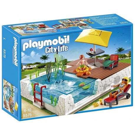 5575 PISCINE AVEC TERRASSE - PLAYMOBIL CITY LIFE-LiloJouets-Questembert-Muzillac-Morbihan